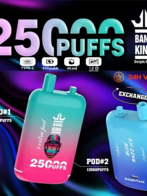 Bang King 25000 Puffs 0% 2% 3% 5% Nicotine Double Warehouser Disposable Vape Pod