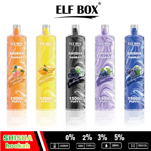 ELF BOX LS15000 Puffs Shisha 0% 2% 3% 5% Nicotine Rechargeable Disposable Vape Bulk Wholesale